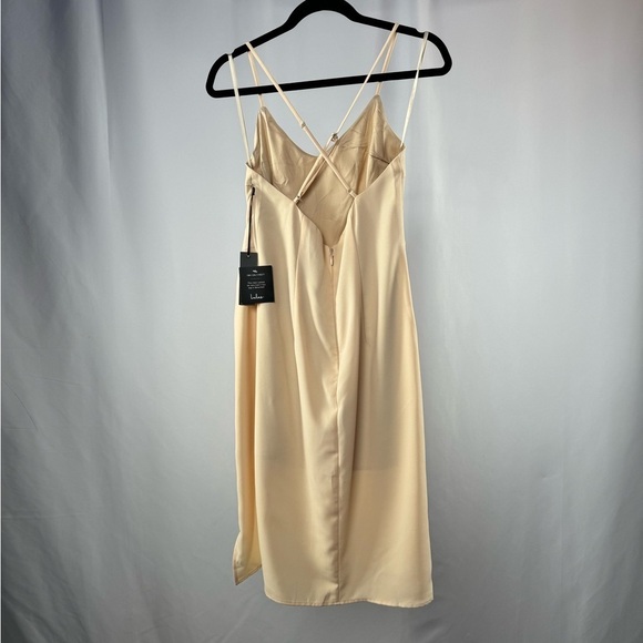 NWT Lulus Making Eyes At You Midi Dress in Beige Size Medium - Picture 5 of 8